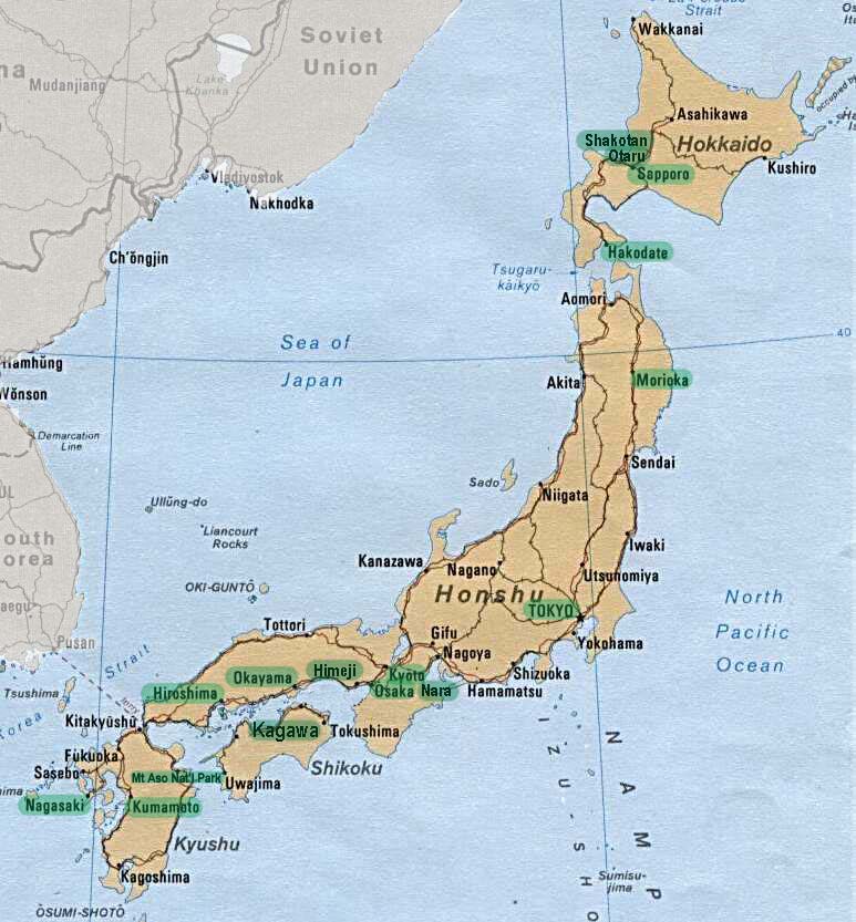 Detailed map of Japan